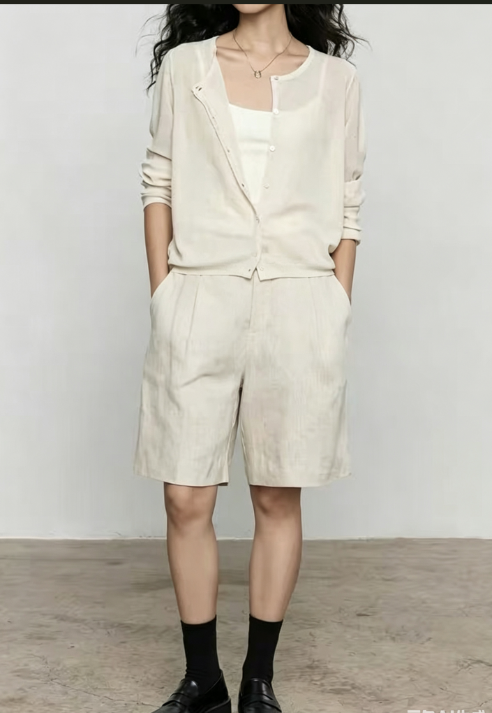 Round Neck Open-Knit Cardigan
