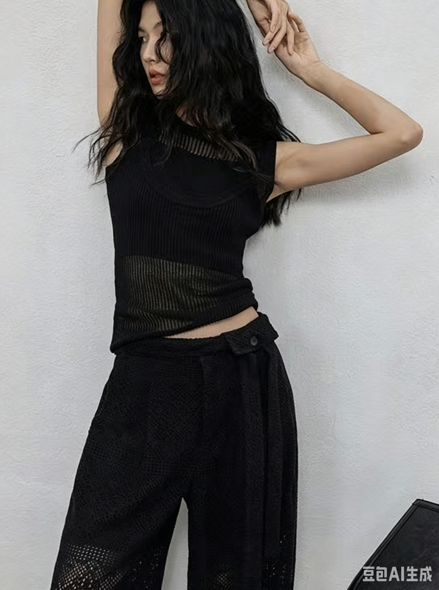 Midnight Layered Mesh Knit Tank