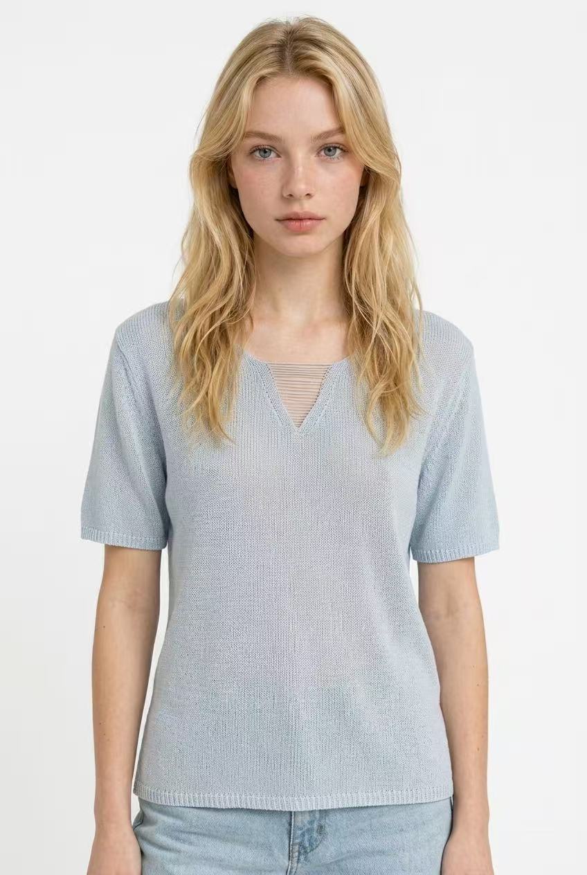 Elegant Linen-Cotton Knit Top