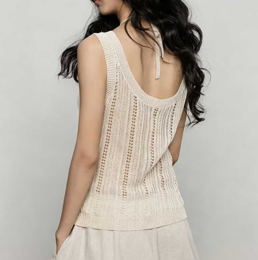 Elegant Openwork Knit Vest