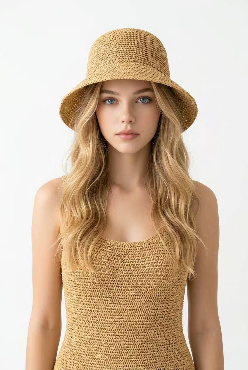 Elegant Woven Sun Protection Bucket Hat