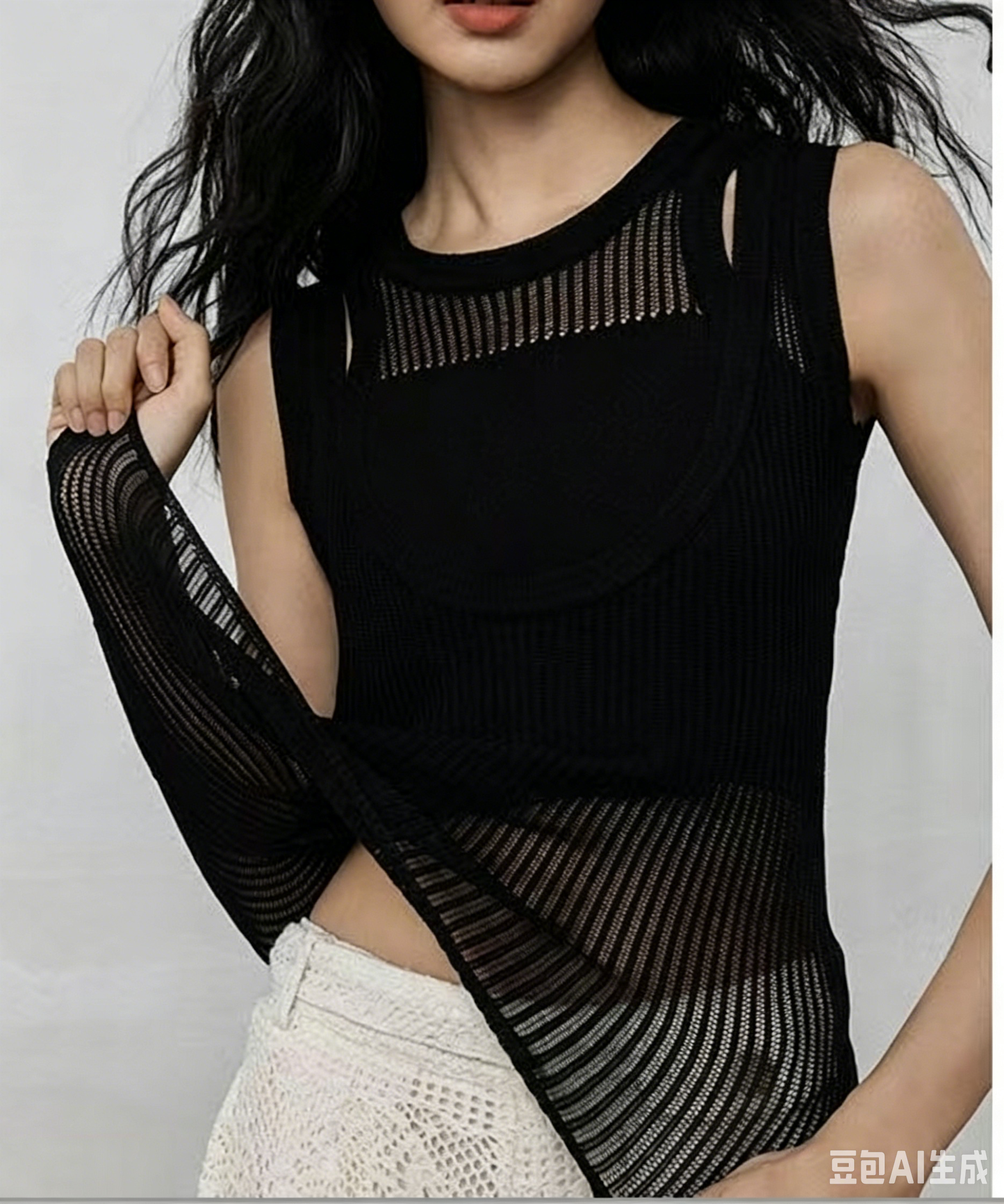 Midnight Layered Mesh Knit Tank