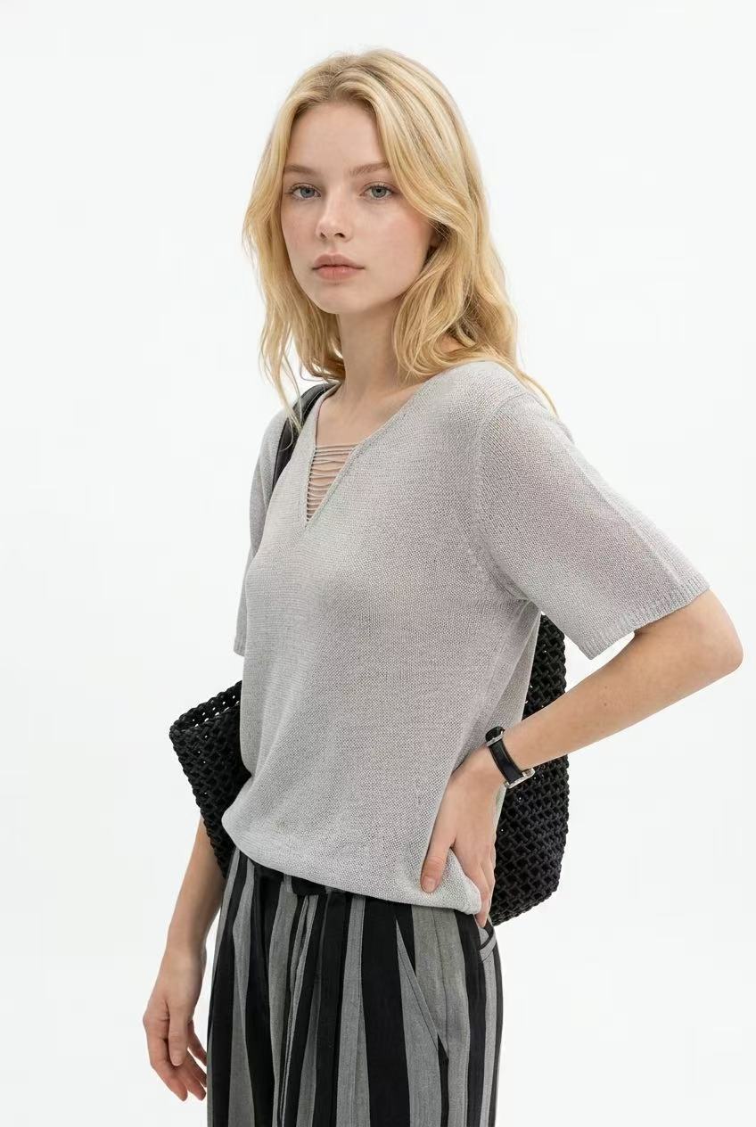Elegant Linen-Cotton Knit Top