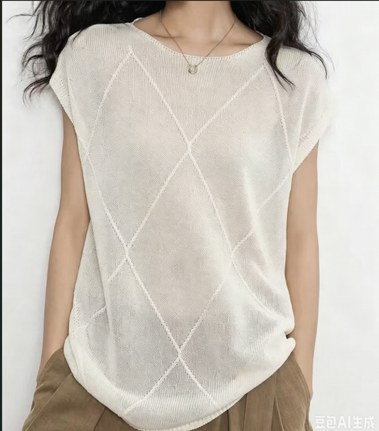Tencel Linen Cap Sleeve Knit Pullover