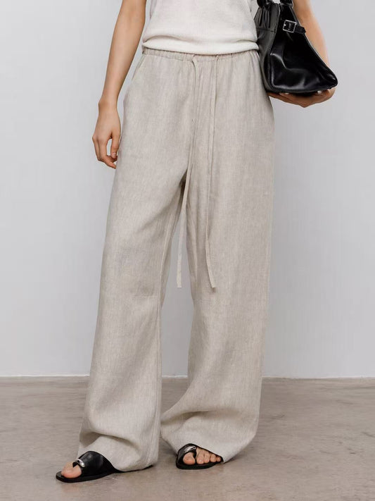 Relaxed-fit linen wide-leg pants