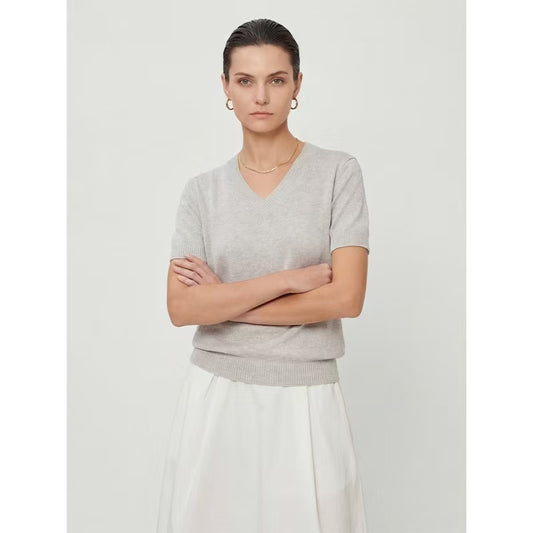 Women’s Seamless Linen Short Sleeve Knit Sweater