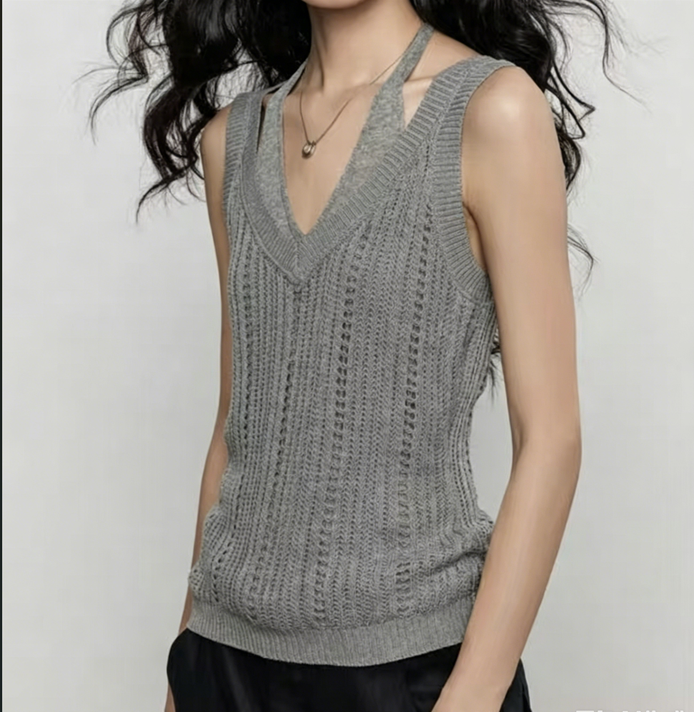 Elegant Openwork Knit Vest