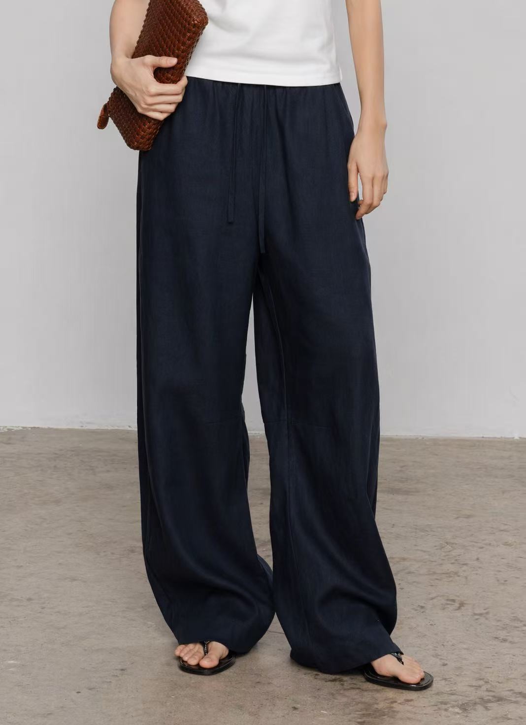Relaxed-fit linen wide-leg pants