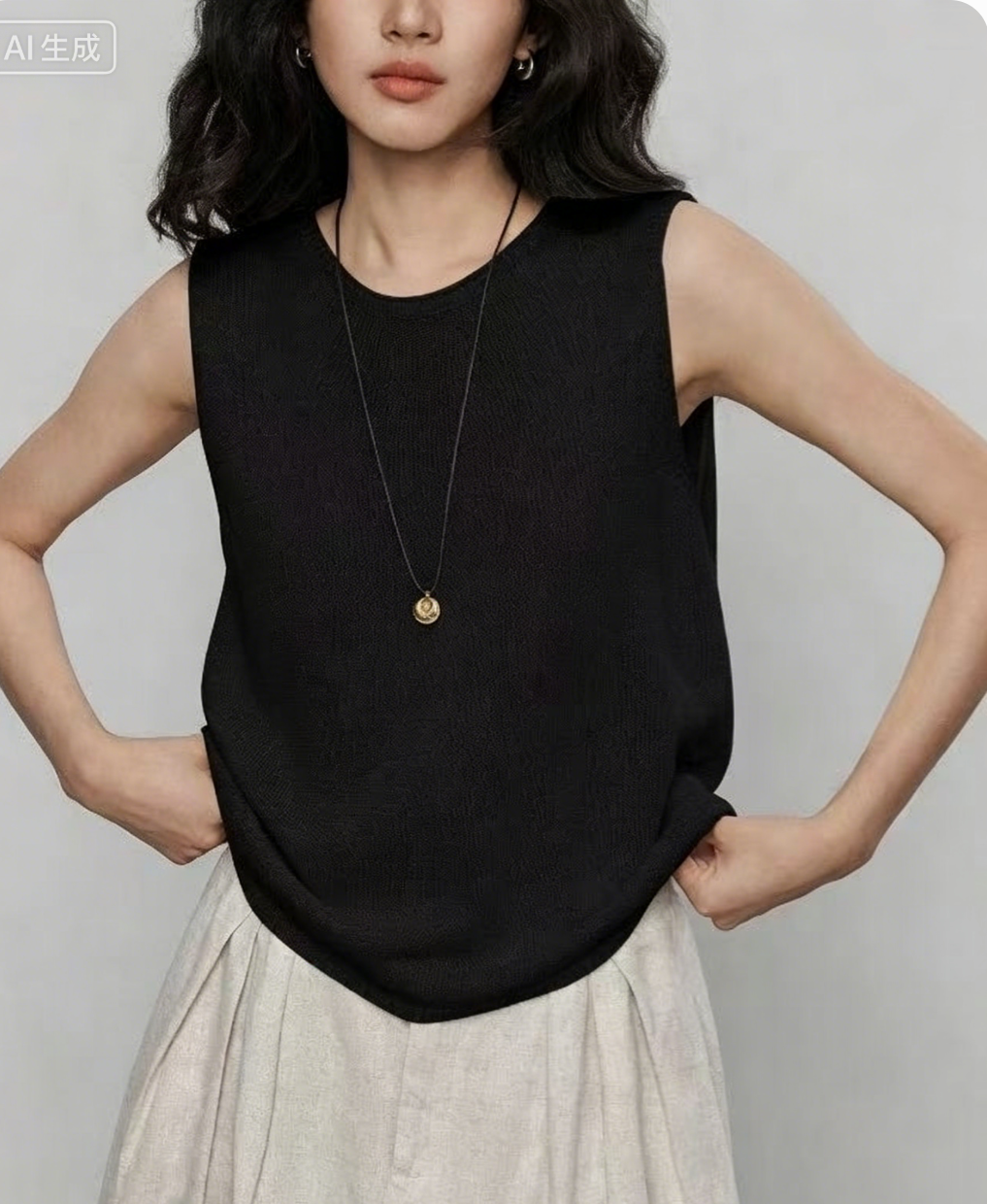 Tencel Linen Sleeveless Knit Tank Top