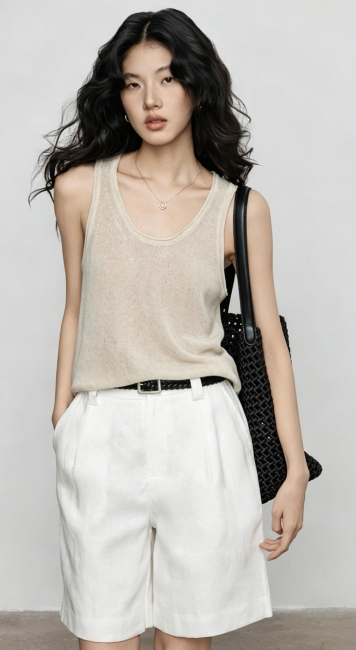 Elegant Linen Blend Bermuda Shorts