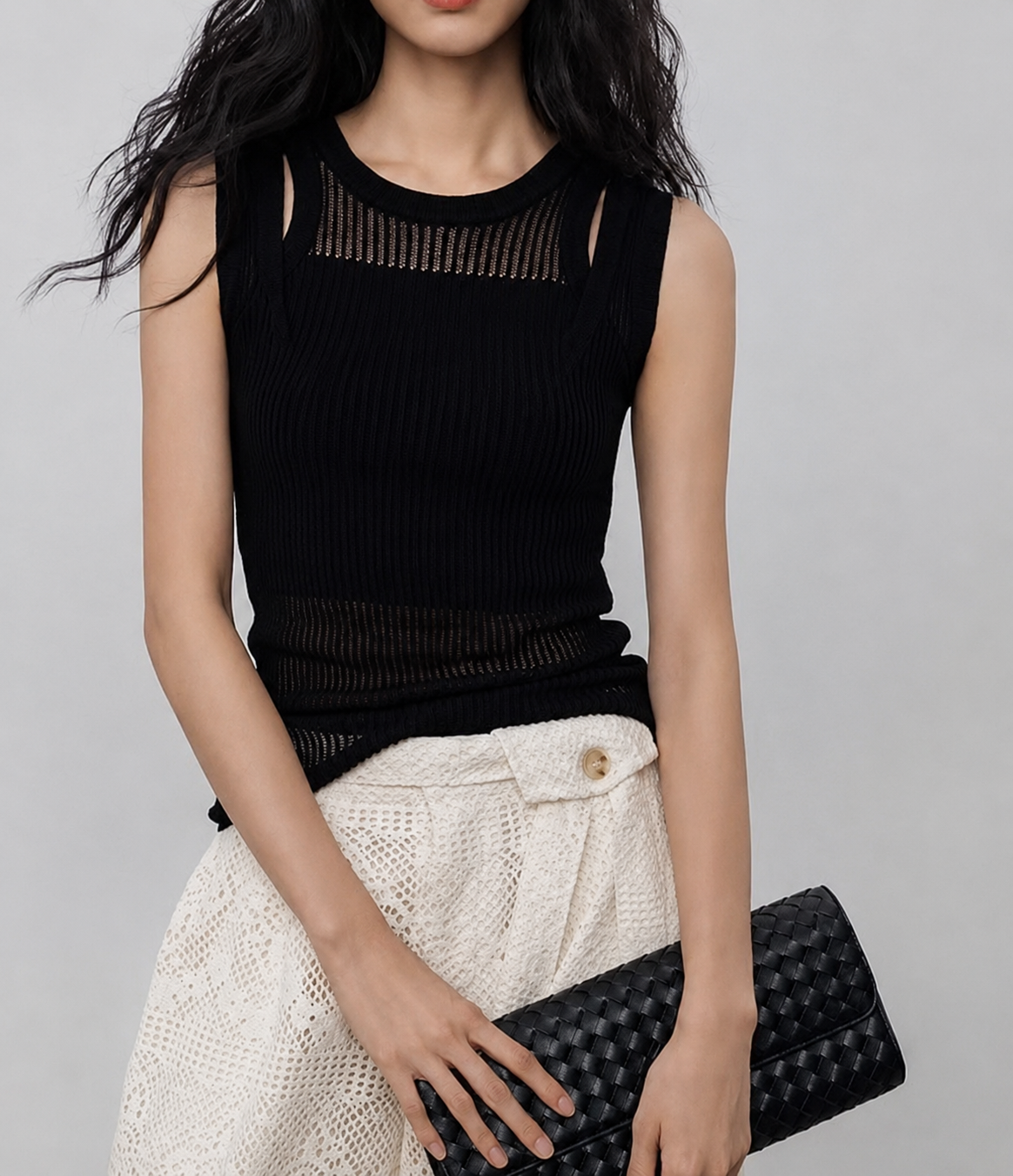 Midnight Layered Mesh Knit Tank