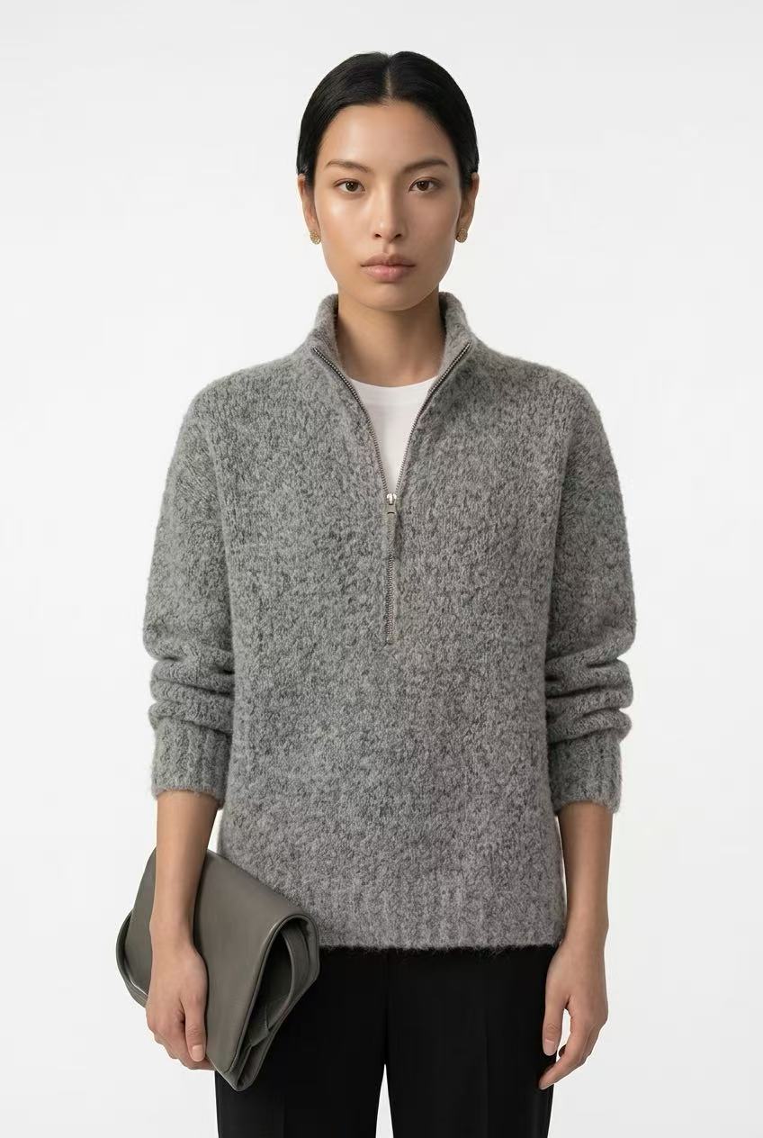 Textured Half-Zip Pullover Sweater