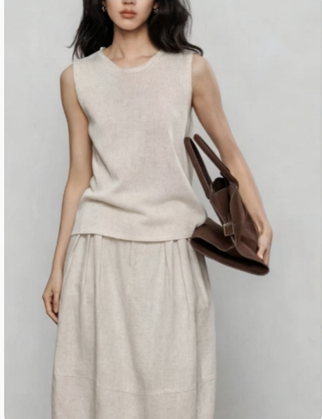 Tencel Linen Sleeveless Knit Tank Top