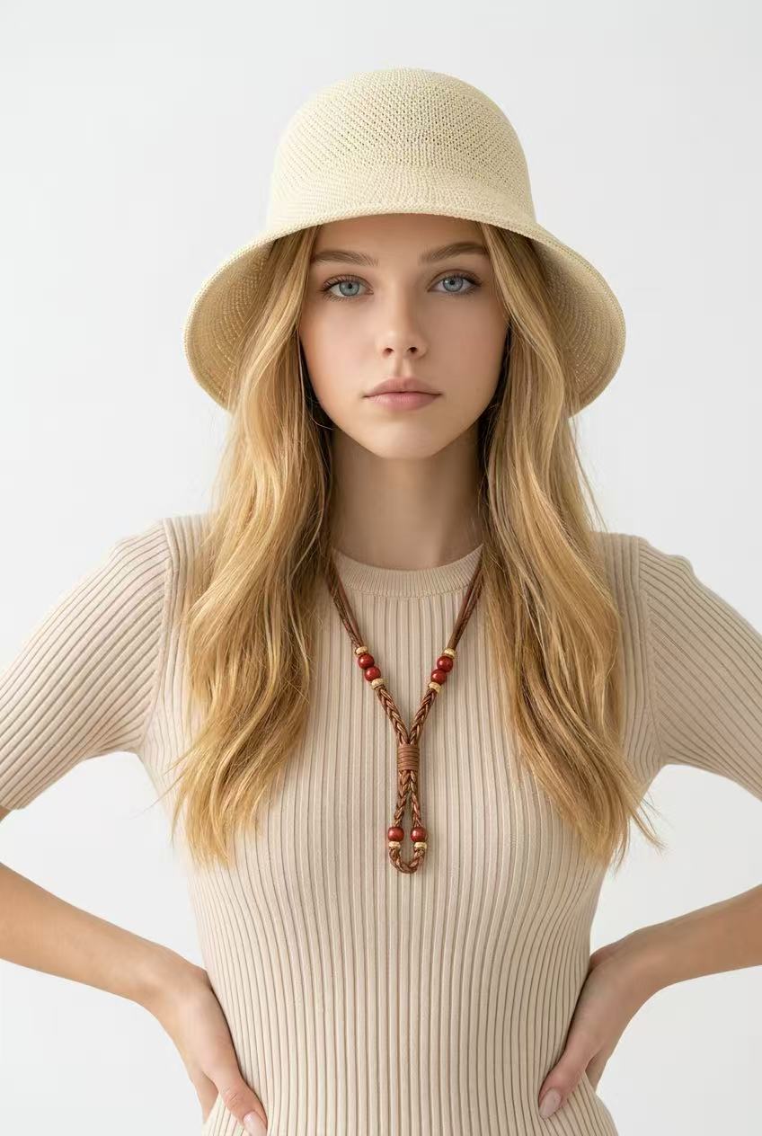 Elegant Woven Sun Protection Bucket Hat