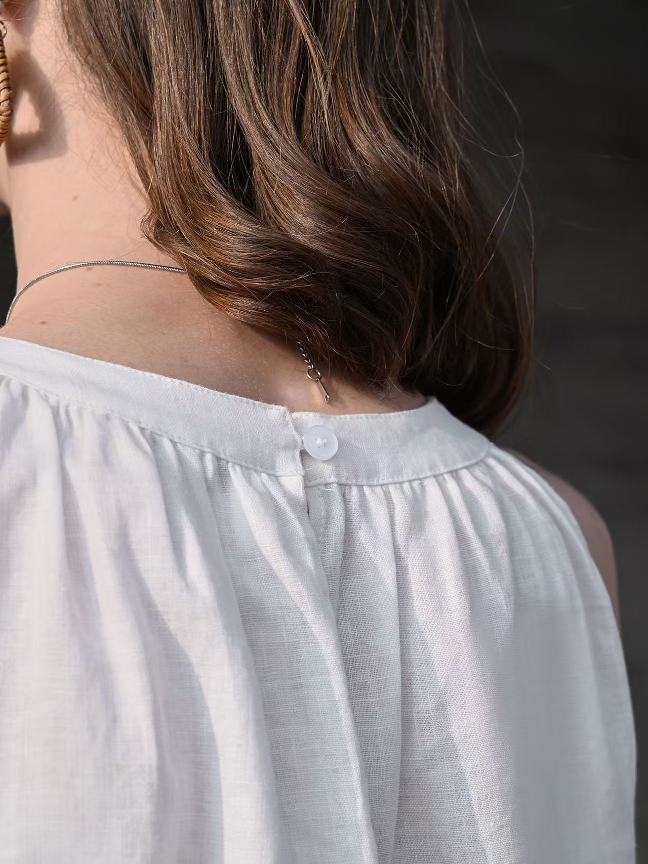 Pure Linen Sleeveless Halter Neck Top