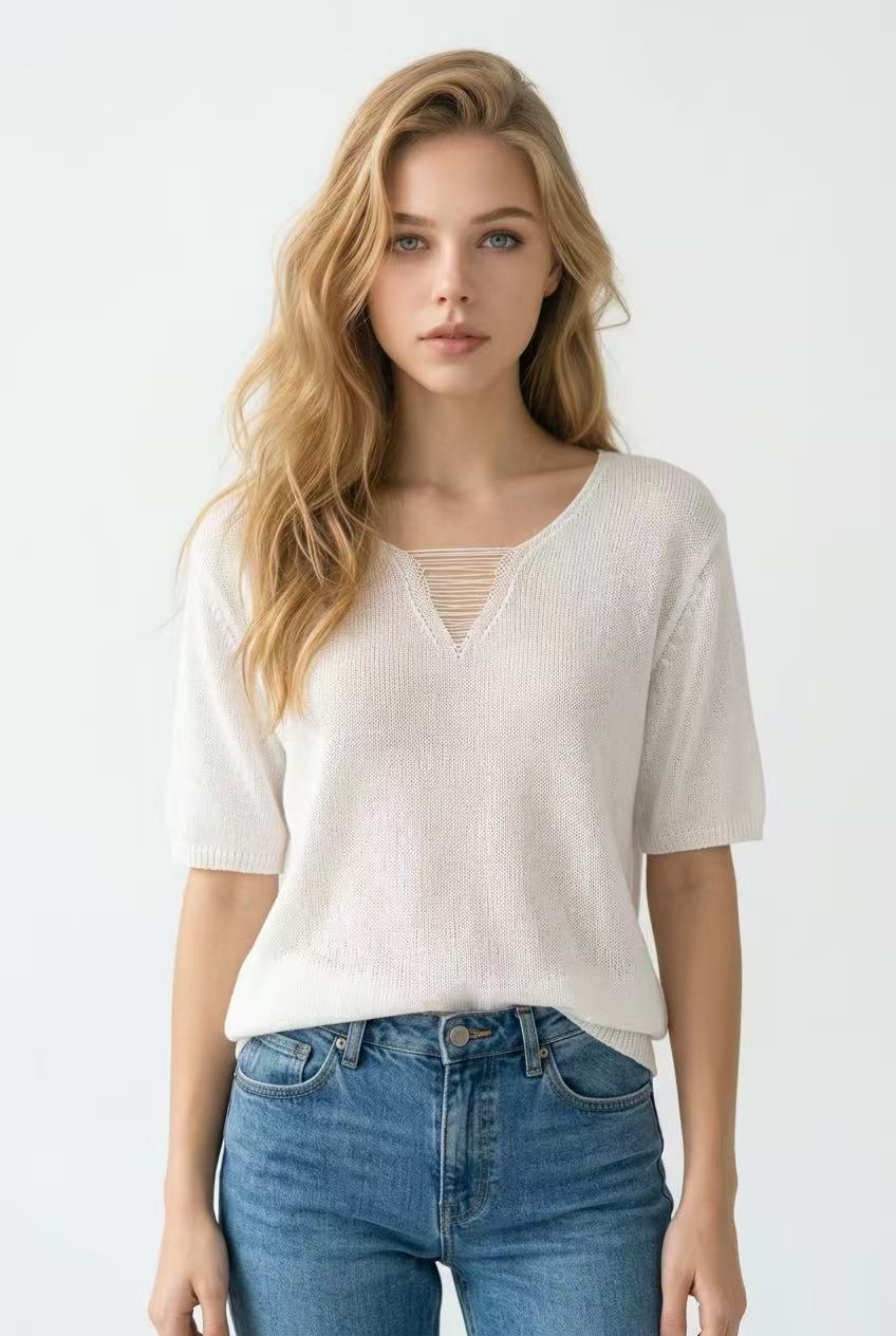 Elegant Linen-Cotton Knit Top